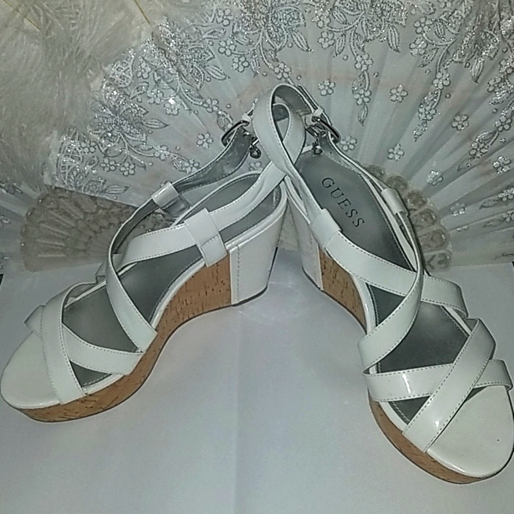 Strappy White&Cork Wedges